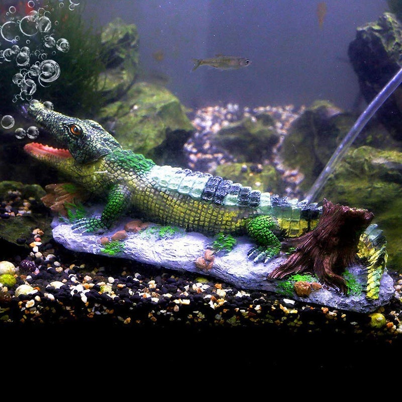 SLOCME Aquarium Alligator Air Bubbler Decorations - Aerating Action Crocodile Ornament, Oxygen Bubble Resin Crafts for Aquarium Fish Tank Decor - Image 3